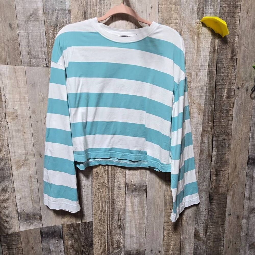 Vineyard Vines Rugby Jersey Tee Aqua Haze/White Cap Large Preppy Coastal Minimal